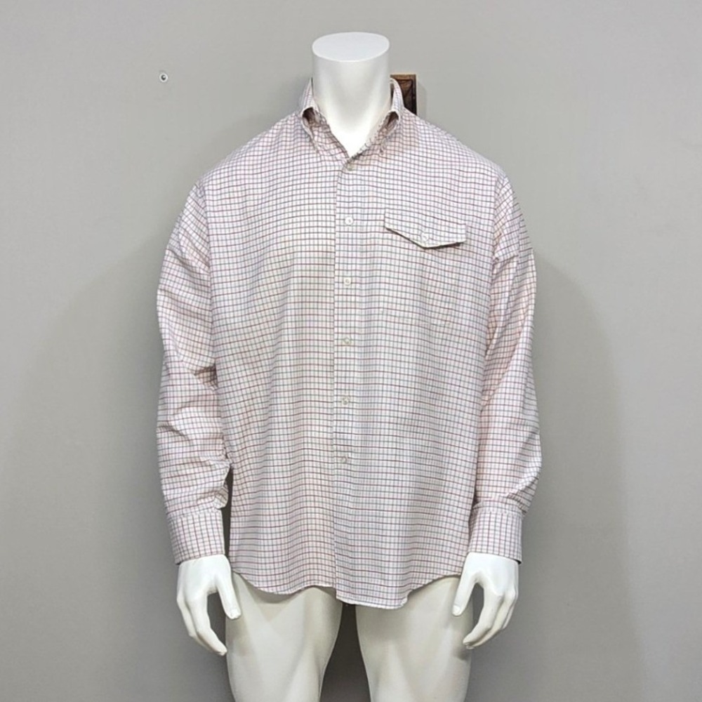 Vintage LL Bean Single Needle Tailoring Shirt 17 35 USA Made Check Oxford Preppy
